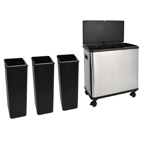 SVITA SR3X18 54L Sensor-Mülleimer 3 Fächer Mülltrennsystem Abfalleimer Edelstahl Silber