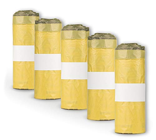 extra starke Gelbe Säcke - Wertstoffsack mit Zugband, 90 Liter, 22µ Materialstärke - Gelber Sack (5 Rollen)