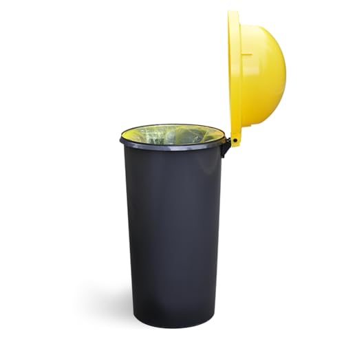 KUEFA HD 60L Müllsackständer, Mülleimer, mit Klemm-Ring für Gelben Sack/Müllbeutel, massiv, geruchsdicht und UV-beständig, universell einsetzbar (Gelb)