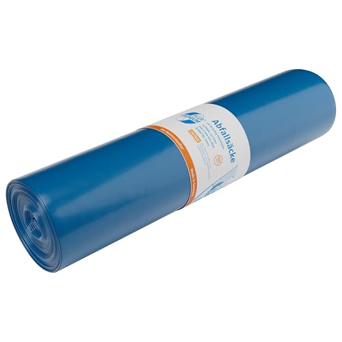 DEISS PREMIUM PLUS Müllsäcke 120L Extra Stark - 25er Rolle, Reißfeste Müllbeutel – Blaue Große Säcke in Premium Qualität für höchste Ansprüche - ideal für Haushalt, Büro & Industrie, Made in Germany