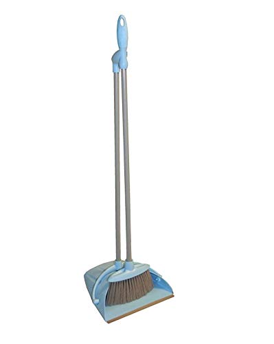 Kehrgarnitur mit langem Stiel Kehrset Schaufel Kehrblech Kehrschaufel Handfeger (Kehrset Softgriff blau)
