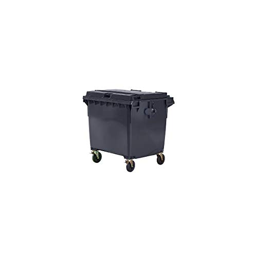 Müllcontainer aus Kunststoff, DIN EN 840, Volumen 1100 l, BxHxT 1370 x 1470 x 1115 mm, anthrazit.