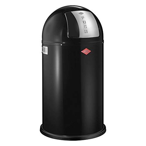 Wesco 175 831 Pushboy Abfallsammler 50 Liter schwarz 40 x 40 x 75.5cm (L/B/H), Edelstahl