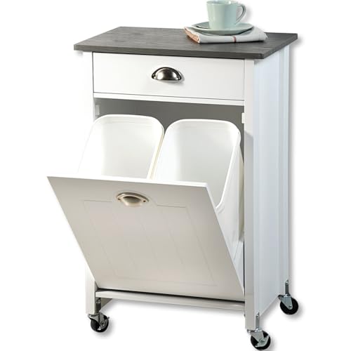 Kesper| Küchenwagen mit Mülltrennsystem, Material: Faserplatte, Maße: B 50 x H 79 x T 37 cm, Farbe: Weiß, Grau | 25527 13