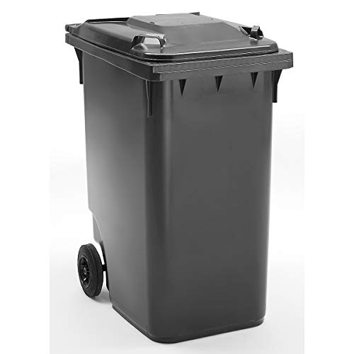 SSI Schäfer Großmülltonne aus Kunststoff nach DIN EN 840 - Volumen 360 l, HxBxT 1100 x 600 x 874 mm, Rad-Ø 200 mm - anthrazit
