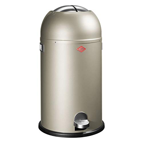 Wesco 184 631 Kickmaster Abfallsammler 33 Liter neusilber 37.5 x 37.5 x 69cm (L/B/H), Edelstahl