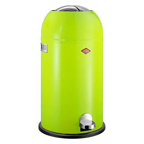 Wesco 184 631 Kickmaster Abfallsammler 33 Liter lemongrün 37.5 x 37.5 x 69cm (L/B/H), Edelstahl
