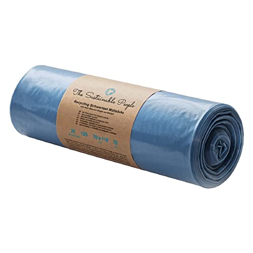 TSP Schwerlast Müllsäcke 120 L – aus mind. 90% Post-Consumer-Abfällen (PE) - Blauer Engel zertiﬁziert - 25er Rolle - extrem reißfest (70 μm) - 700x1100 mm - ideal für Renovierung und Gewerbe-Abfälle
