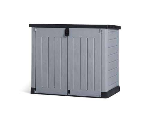 Keter Store-it-out Pro Mülltonnenbox, 145.5x82x123cm, Robuste Abfallbehälter-Lösung, 1200L, Wetterfest, Grau/Schwarz, UV-beständiges Polypropylen, Abschließbar