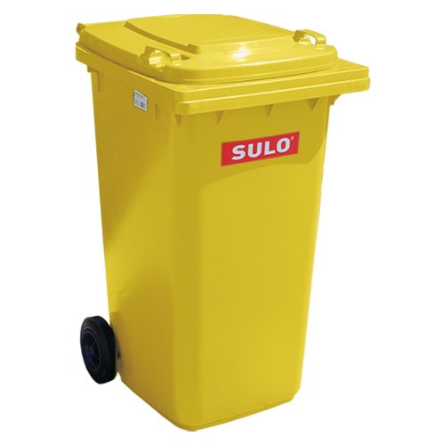 Müllbehälter, Inhalt 80 Liter, Farbe gelb, BxTxH 445 x 520 x 930 mm, Niederdruck-Polyethylen (PE-HD)