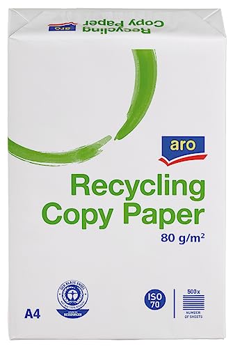 aro Recycling-Kopierpapier Druckerpapier Universalpapier - DIN A4-80 g/m² - 5 x 500 Blatt - grau, allround Kopierpapier für Zuhause Büro Laserdrucker, Tintenstrahldrucker, Rechnungen, Home Office