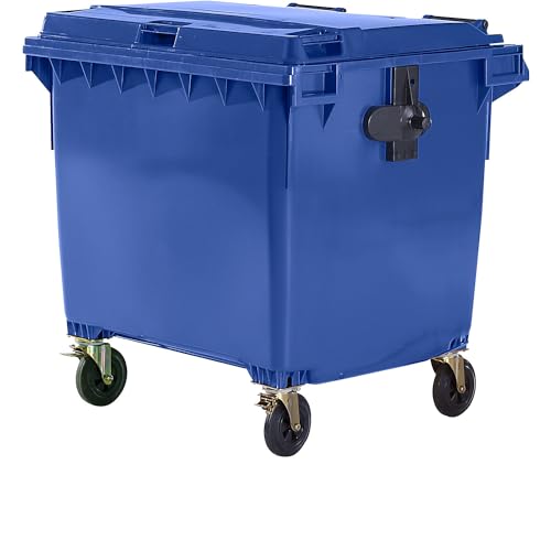 SSI Schäfer | Müllcontainer aus Kunststoff | DIN EN 840 | Volumen 1100 l | BxHxT 1370 x 1470 x 1115 mm | blau.
