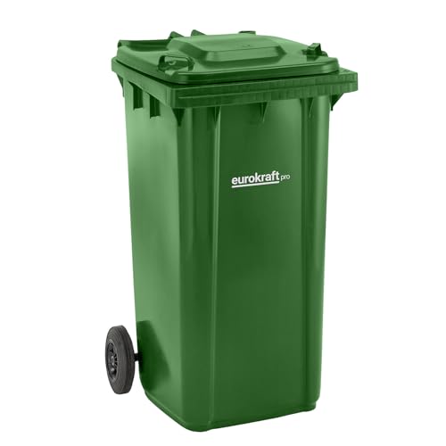 eurokraft | pro | Mülltonne aus Kunststoff DIN EN 840 | Volumen 240 l | BxHxT 580 x 1100 x 740 mm | grün