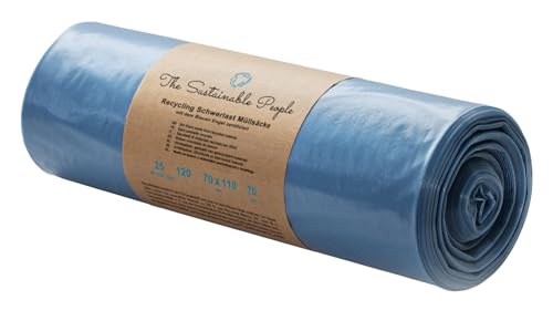 TSP Schwerlast Müllsäcke 120 L – aus mind. 90% Post-Consumer-Abfällen (PE) - Blauer Engel zertifiziert - 25er Rolle - extrem reißfest (70 μm) - 700x1100 mm - ideal für Renovierung und Gewerbe-Abfälle