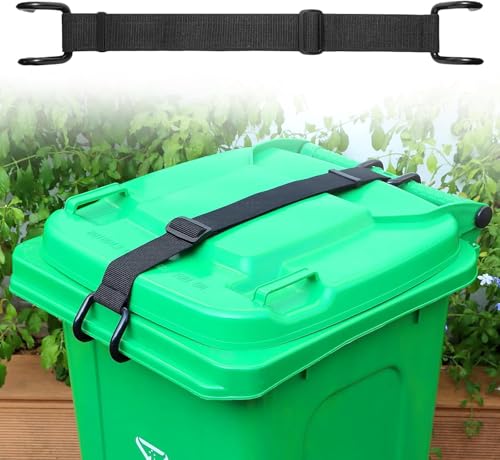 JLLYGOUS Mülltonnenschloss Ohne Bohren, Verstellbares Mülltonnen Schloss mit Gummiband für Tiere, Eichhörnchen, Hunde