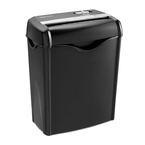 Amazon Basics Kreuzschnitt-Aktenvernichter, 5–6 Blatt, für A4-Dokumente und Kreditkarten, 14,5l Auffangbehälter, Schwarz
