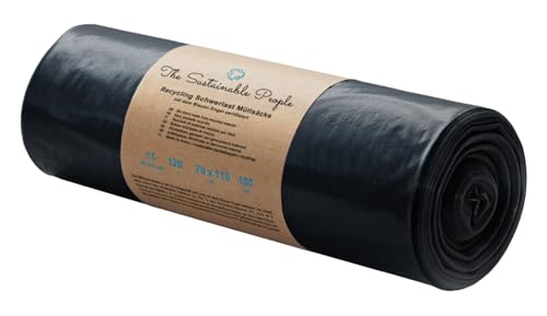 TSP Schwerlast Müllsäcke 120L - aus mind. 90% Post-Consumer-Abfällen (PE) - Blauer Engel zertifiziert - extrem reißfest - 15er Rolle – unsere stärksten (100 μm) - ideal für besonders schwere Abfälle