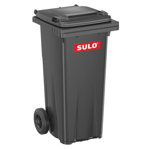 Sulo 120 Liter Müllbehälter Mülltonne Abfalltonne | Anthrazit | Für alle DIN-Kammschüttungen |Made in DE| Extra Starker Kunststoff | Vollgummiräder | Leicht zu Reinigen | UV-Fest