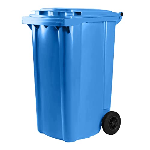 Hardwex Mülltonne mit 2 Rädern und Deckel, Müllgroßbehälter, Abfalltonne, Mülleimer, Volumen: 240 Liter, Farbe: Blau, Größe: 1092 x 578 x 734 mm