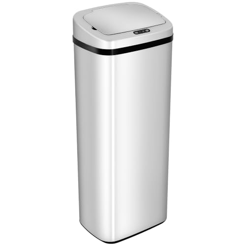 HOMCOM Sensor Mülleimer 50L Automatik Bewegungssensor Edelstahl Silber