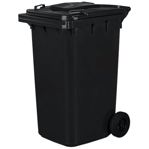 IMJ-Global - Mülleimer Groß 240 Liter mit Rädern und Mechanischem Aufnahmesystem, Mülltonne Abfalleimer mit Deckel, Container Haus PN-EN 840 für die im Außenbereich in Gewerbebetrieben (Graphit)