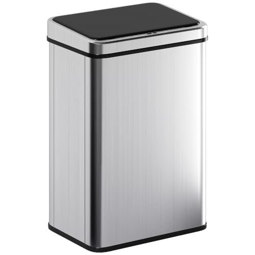 HOMCOM Sensor Mülleimer 40L Edelstahl Automatischer Mülleimer Silber