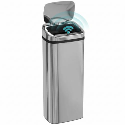HOMCOM Sensor Mülleimer 50L Automatik Bewegungssensor Edelstahl Silber