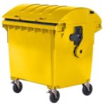 Müllcontainer kaufen Schiebedeckel gelb